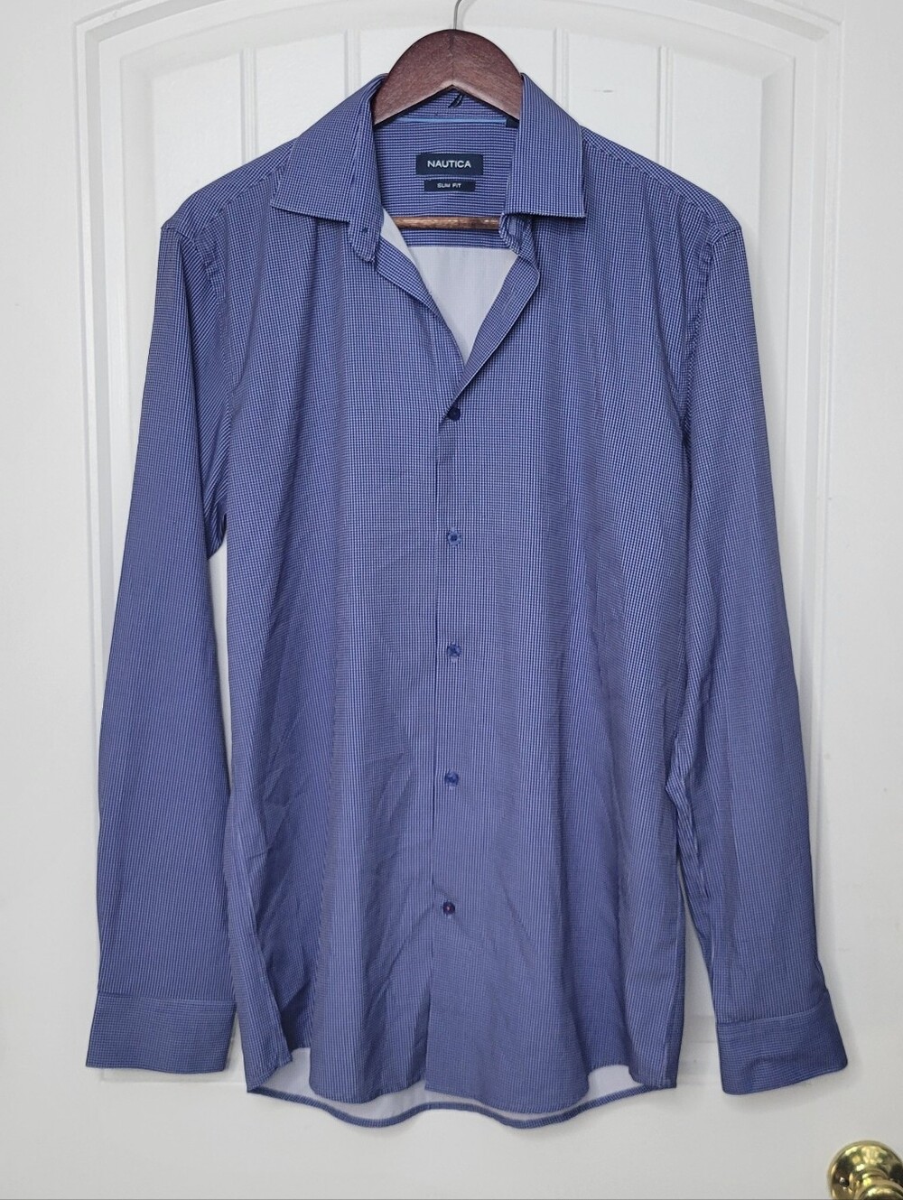 Nautica Men's Blue Long Sleeve Dress Shirt